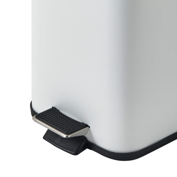 Bathroom Square Pedal Bin Soft Close 3 Litres Matt White Powder Coated Steel Showerdrape, Icon - Bathroom Bins