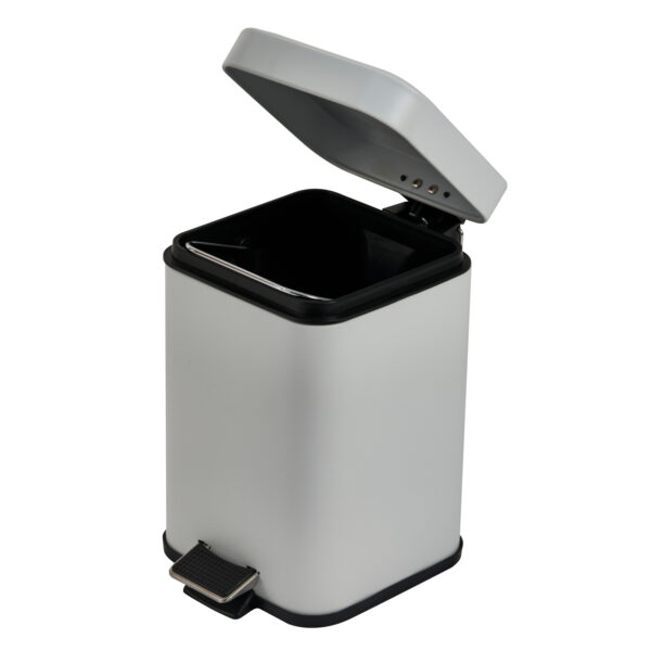 Bathroom Square Pedal Bin Soft Close 3 Litres Matt White Powder Coated Steel Showerdrape, Icon - Bathroom Bins