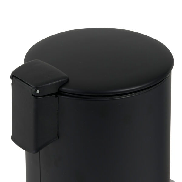 Bathroom 3 Litre Round Pedal Bin Matt Black Powder Coated Steel Kitchen Showerdrape, Luna - Bathroom Bins