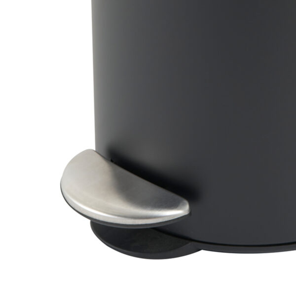 Bathroom 3 Litre Round Pedal Bin Matt Black Powder Coated Steel Kitchen Showerdrape, Luna - Bathroom Bins