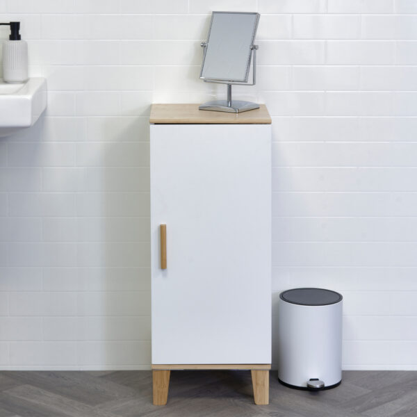 Amalfi Premium Freestanding Bathroom Cabinet – White & Bamboo - Free Standing Bathroom Cabinets