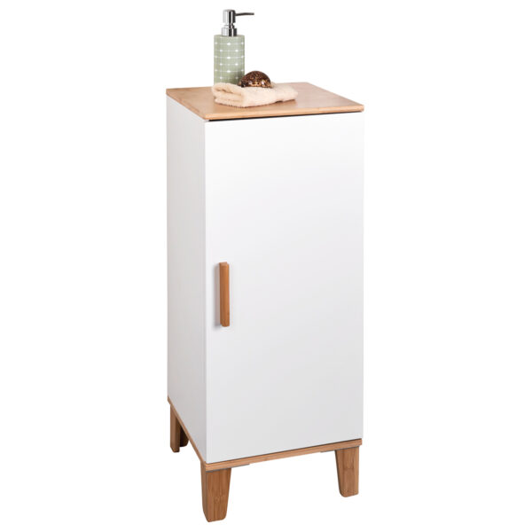 Amalfi Premium Freestanding Bathroom Cabinet – White & Bamboo - Free Standing Bathroom Cabinets