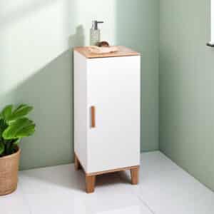 Amalfi Premium Freestanding Bathroom Cabinet – White & Bamboo - Free Standing Bathroom Cabinets