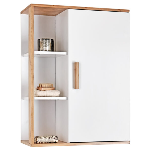 Cassino Premium Bathroom Wall Cabinet – White Bamboo - Bathroom Cabinets