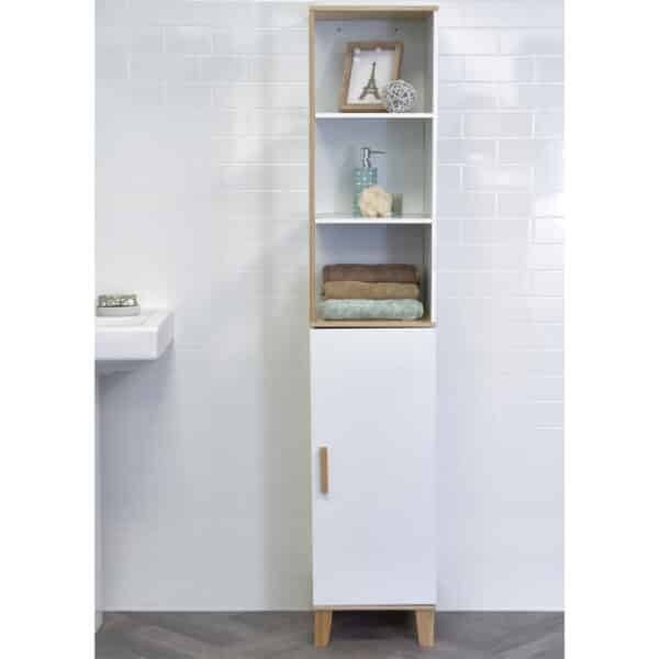 Catania Premium Freestanding Tall Boy Storage Cabinet – White Bamboo - Free Standing Bathroom Cabinets