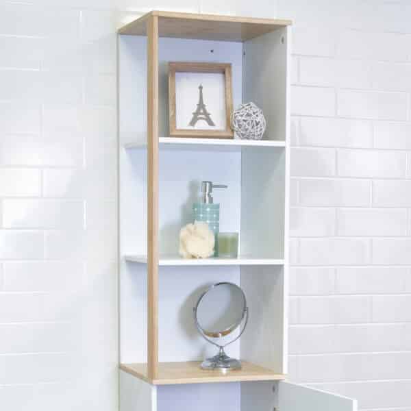 Catania Premium Freestanding Tall Boy Storage Cabinet – White Bamboo - Free Standing Bathroom Cabinets