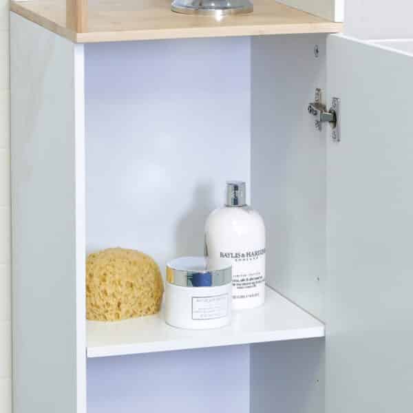Cantania Premium Freestanding Tall Boy Storage Cabinet – White Bamboo - Free Standing Bathroom Cabinets