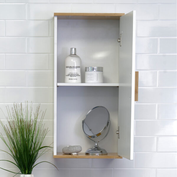 Nola Premium Bathroom Wall Mounted Cabinet – White Bamboo - Bathroom Cabinets