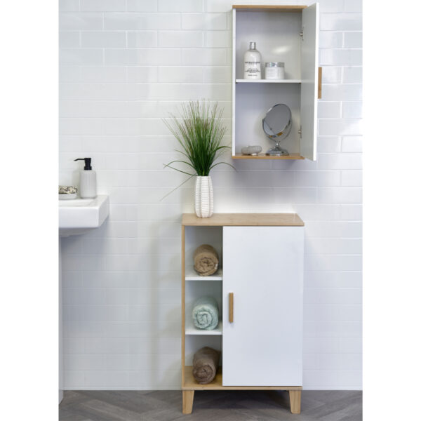 Nola Premium Bathroom Wall Mounted Cabinet – White Bamboo - Bathroom Cabinets