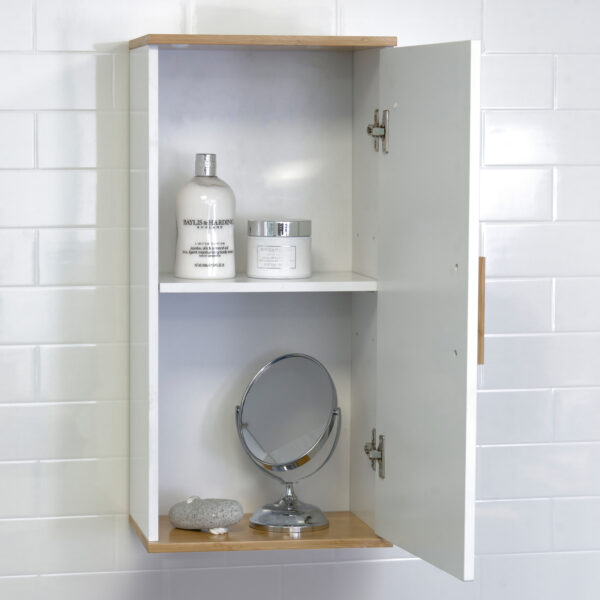 Nola Premium Bathroom Wall Mounted Cabinet – White Bamboo - Bathroom Cabinets