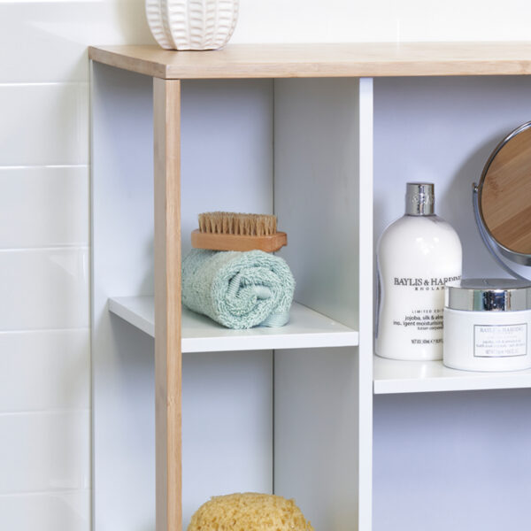 Varallo Premium Freestanding Bathroom Storage Cabinet – White Bamboo - Free Standing Bathroom Cabinets