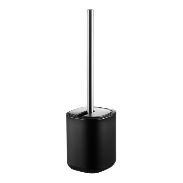 Toilet Brush & Holder Set Automatic Opening & Closing Powder Coated Black Steel Echo - Sale