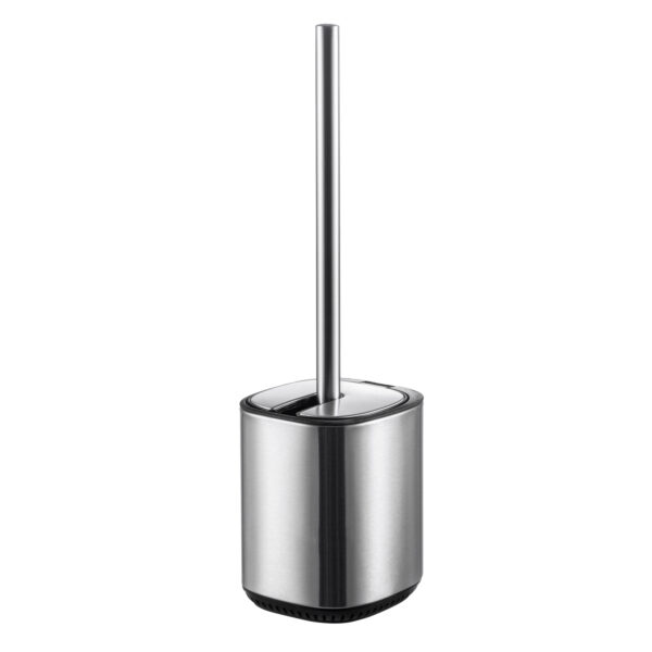 Toilet Brush & Holder Set Automatic Opening and Closing Stainless Steel Satin Echo - Shower Accessories