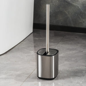Toilet Brush & Holder Set Automatic Opening and Closing Stainless Steel Satin Echo - Sale