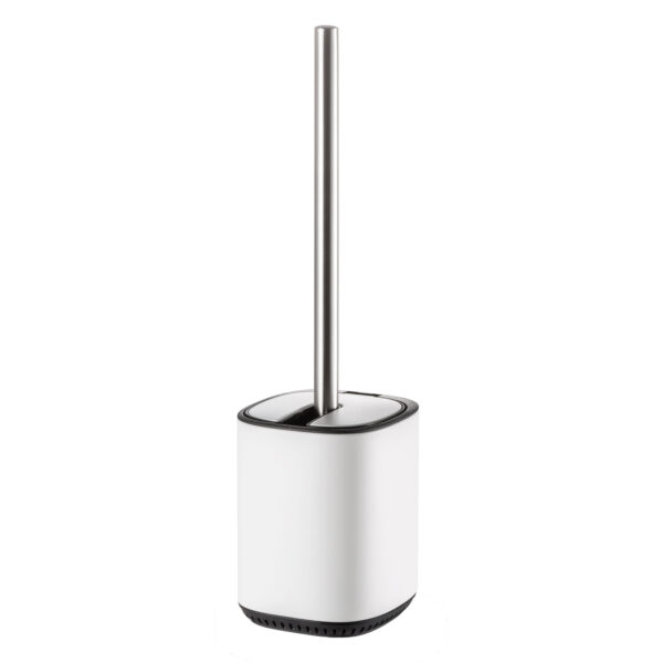 Toilet Brush & Holder Set Automatic Opening and Closing Powder Coated White Steel Echo - Toilet Brushes