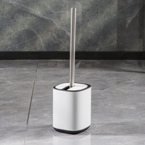 Toilet Brush & Holder Set Automatic Opening and Closing Powder Coated White Steel Echo - Sale