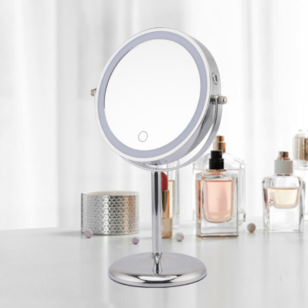 Makeup Mirror with LED 5x Magnification Vanity Mirror with Touch Control Rechargeable 3 Colours Lighting 360 Degree Rotation Bathroom Iris - Vanity Mirrors