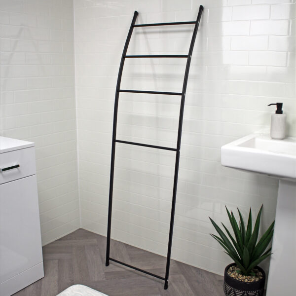 Showerdrape Apex Towel Ladder – Matt Black, 4 Tiers - Free Standing Towel Rails