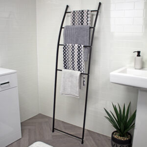 Showerdrape Apex Towel Ladder – Matt Black, 4 Tiers - Free Standing Towel Rails