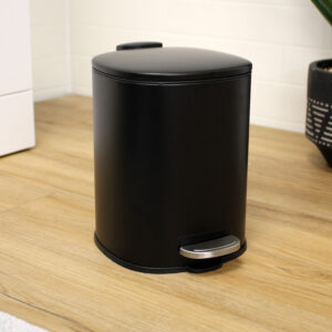 Showerdrape Capri 3L Rounded Square Bathroom Bin Matt Black - Bathroom Bins