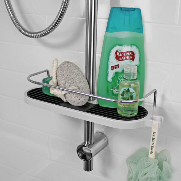 Showerdrape Bathroom Shelf Shower Pole Caddy Rack Storage Organiser Tray Holder Accessories - Bathroom Caddies and Baskets