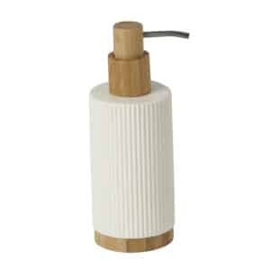 Bondi Ceramic and Bamboo Cream Liquid Soap Dispenser - Soap Dispensers
