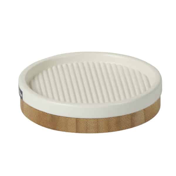 Bondi Ceramic and Bamboo Cream Soap Dish - Soap Dishes