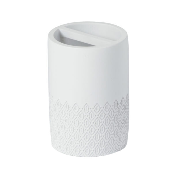 Chantilly Bathroom Matt White Resin Toothbrush Holder - Toothbrush Holders