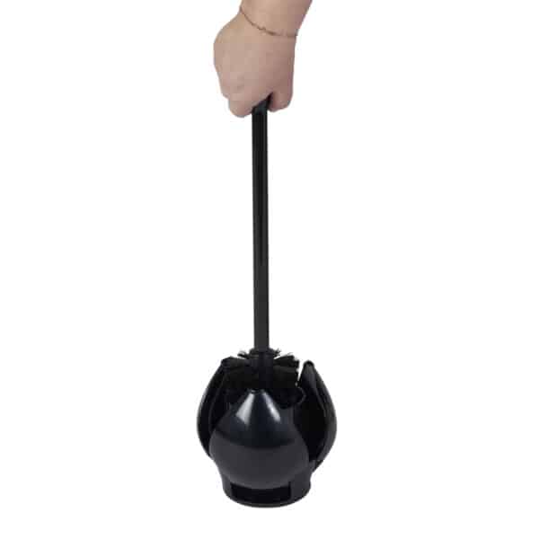 Black Toilet Brush Holder Set Plastic Solid Handle Bristle Toilet Cleaner - Toilet Brushes