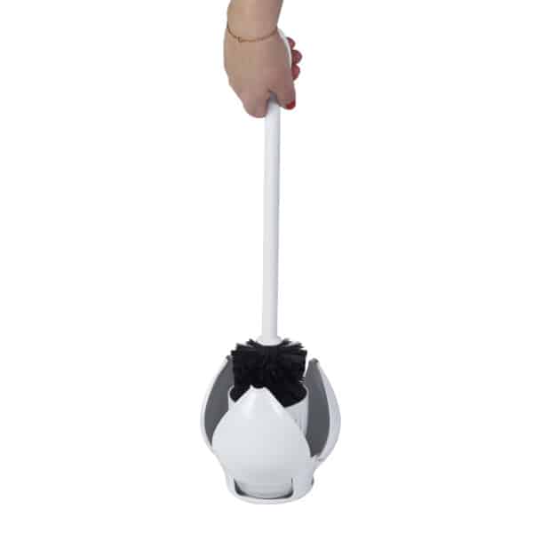White Toilet Brush Holder Set Plastic Solid Handle Bristle Toilet Cleaner - Toilet Brushes