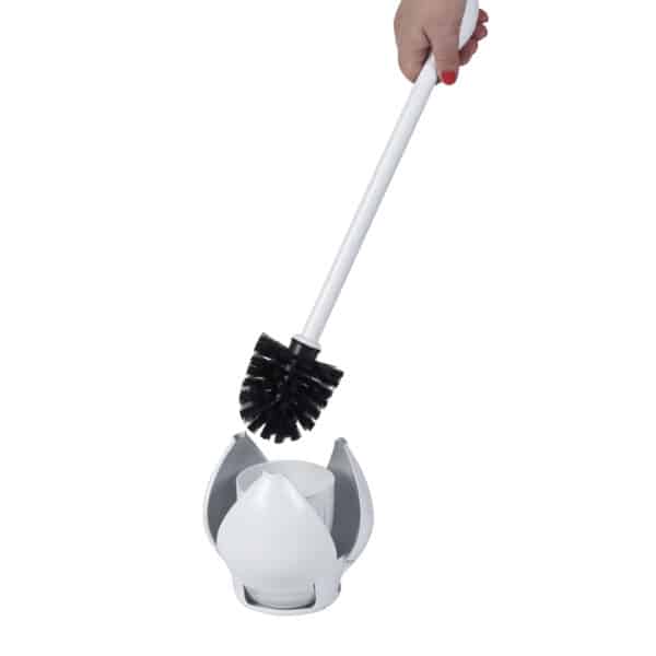 White Toilet Brush Holder Set Plastic Solid Handle Bristle Toilet Cleaner - Toilet Brushes