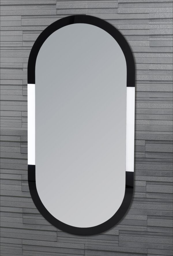 Putney Oval Black/Frosted Mirror 80x40cm - Wall Mounted Mirrors