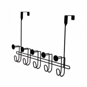 Moretti Matt Black 5 Hook Over Door Hanger - Over Door Hooks / Robe Hooks
