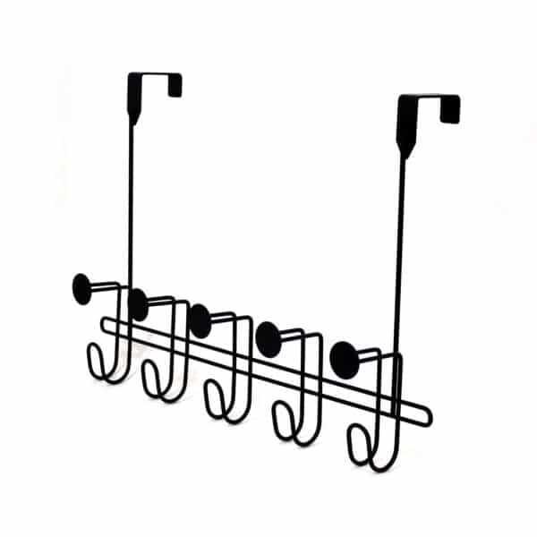 Moretti Matt Black 5 Hook Over Door Hanger - Over Door Hooks / Robe Hooks