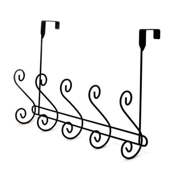 Lyrical 5 Hook Matt Black Over Door Rack – Black - Over Door Hooks / Robe Hooks