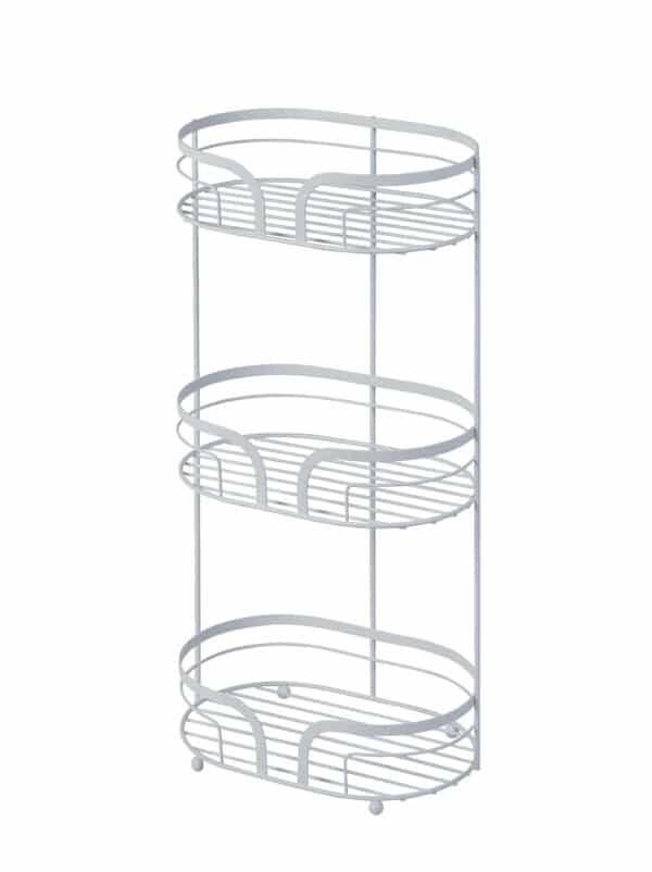 Dante Freestanding 3-Tier White Bathroom Floor Caddy - Bathroom Caddies and Baskets