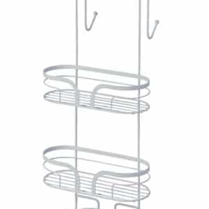 Dante 2-Tier Shower Caddy with Soap Dish and Towel Hooks – White - Bathroom Caddies and Baskets