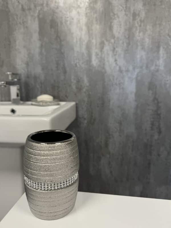 Pzazz Silver Diamante Tumbler - Bathroom Tumblers