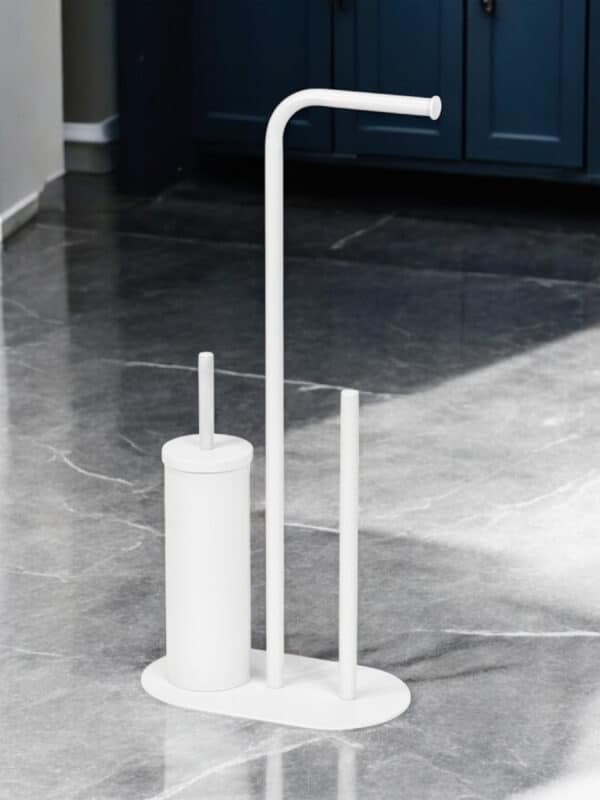 Bathroom WC Accessories Set Toilet Roll Holder Brush Butler Spike White Aspen - Free Standing Toilet Roll Holders