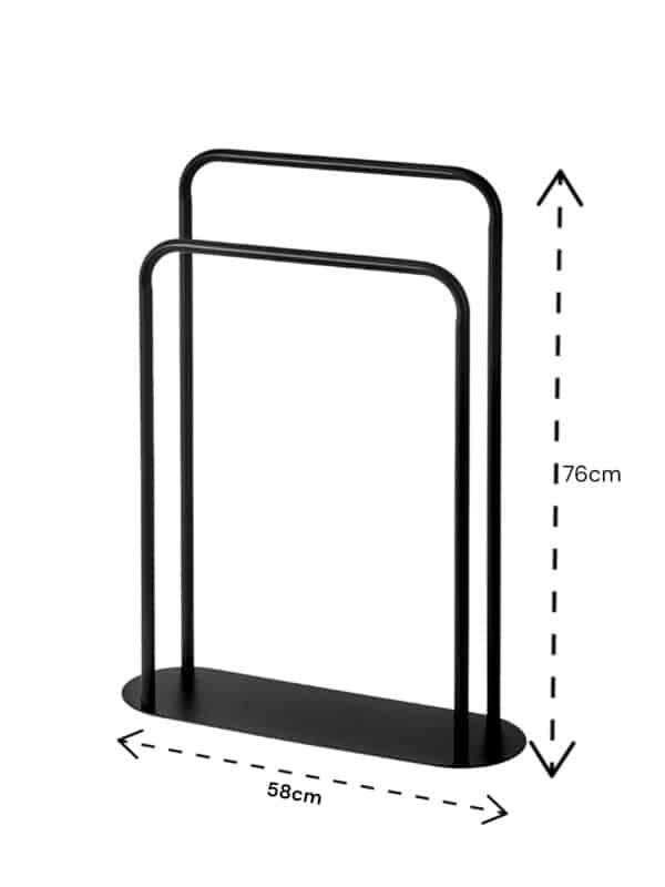 Freestanding Bathroom 2-Tier Curved Black Towel Stand Rack Rail Holder Drying Aspen - Free Standing Towel Rails