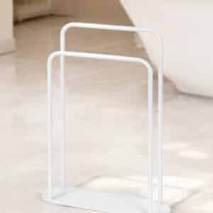 Freestanding Bathroom 2-Tier Curved White Towel Stand Rack Rail Holder Drying Aspen - Free Standing Towel Rails