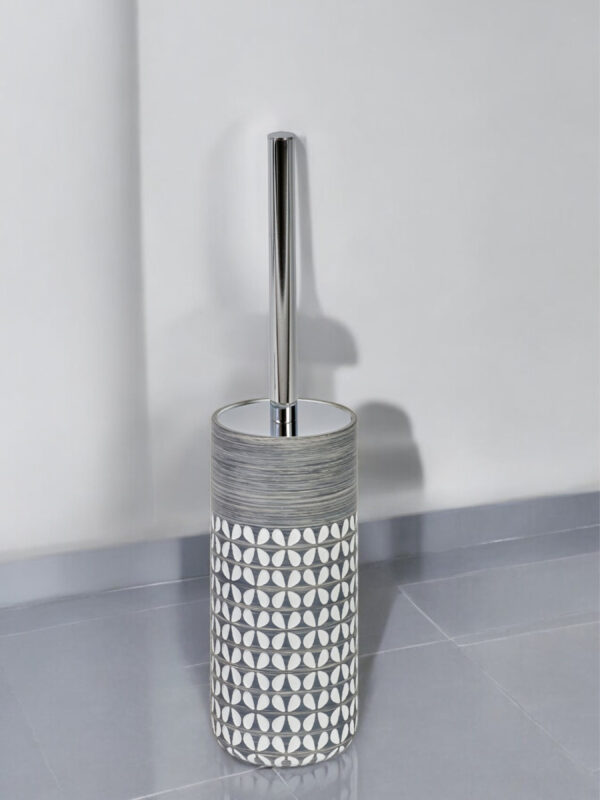 Ravello Geo Floral Grey & White Bathroom Accessory Set - Bathroom Accessory Sets