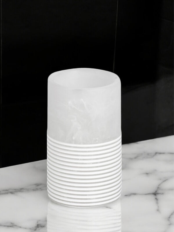Bianco Frost Onyx White Striped Bathroom Accessory Set - Bathroom Accessory Sets