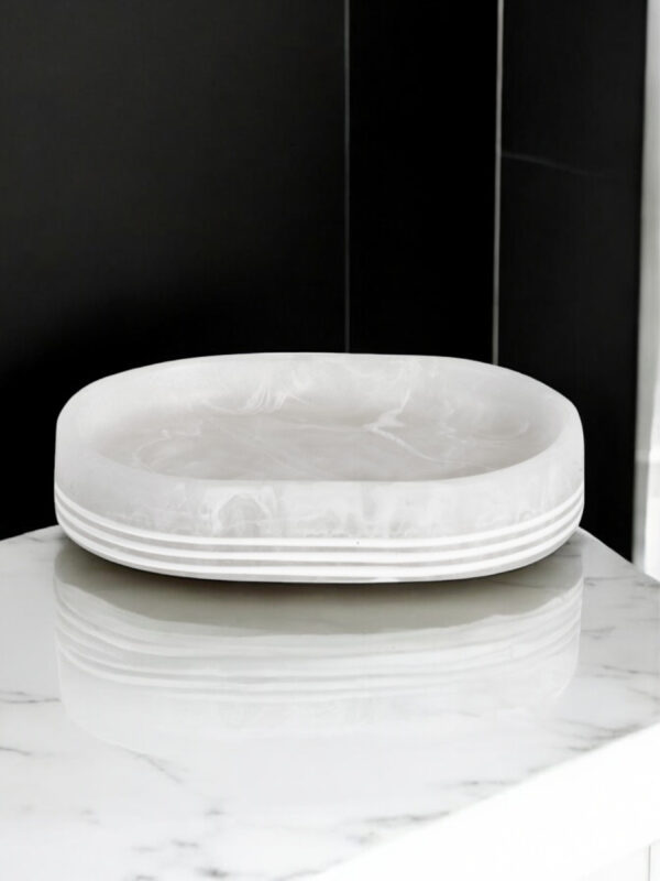 Bianco Frost Onyx White Striped Bathroom Accessory Set - Bathroom Accessory Sets