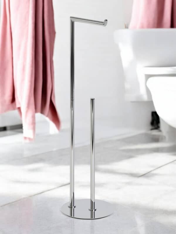 Belgravia Chrome Freestanding Toilet Roll Holder & Spare Combo - Free Standing Toilet Roll Holders