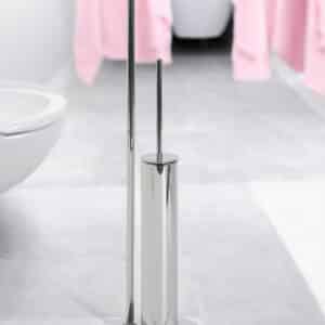 Belgravia Chrome Freestanding Toilet Roll Holder & Toilet Brush Combo - Free Standing Toilet Roll Holders