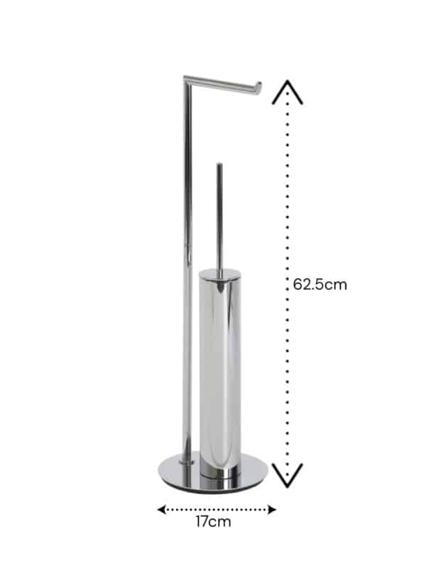 Belgravia Chrome Freestanding Toilet Roll Holder & Toilet Brush Combo - Free Standing Toilet Roll Holders