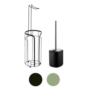 Dante Steel Toilet Roll Holder and Toilet Brush - Free Standing Toilet Roll Holders
