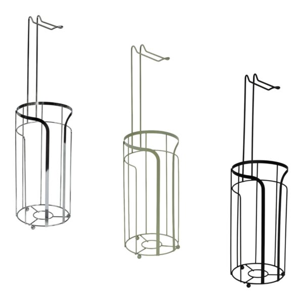 Dante Steel Toilet Roll Holder & Spare Roll Combination - Free Standing Toilet Roll Holders