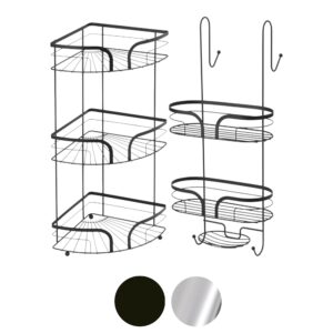 Dante Steel Corner Caddy and 2 Tier Shower Caddy - Bathroom Caddies and Baskets